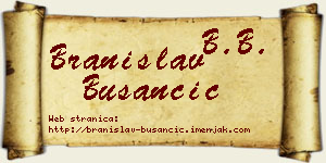 Branislav Busančić vizit kartica